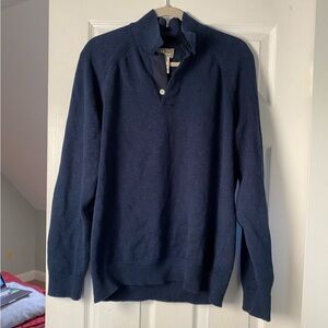 L.L. Bean Men's Dark Blue quarter button Up Sweater